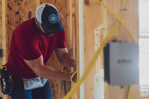Meeks Electrical Team Member hard at work on a residential service call